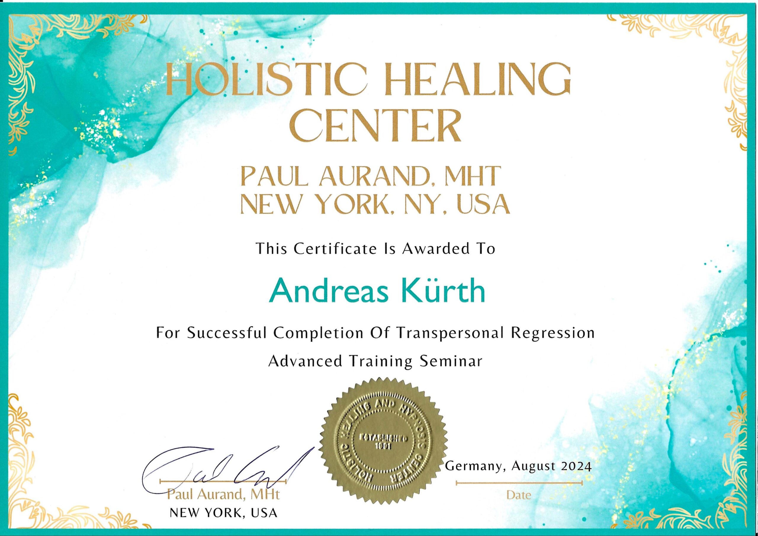 240828_Urkunde_Transpersonale_Regression_Paul_Aurand